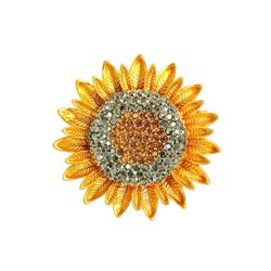 Sunflower Pin/Pendant with Dark Crystal Center